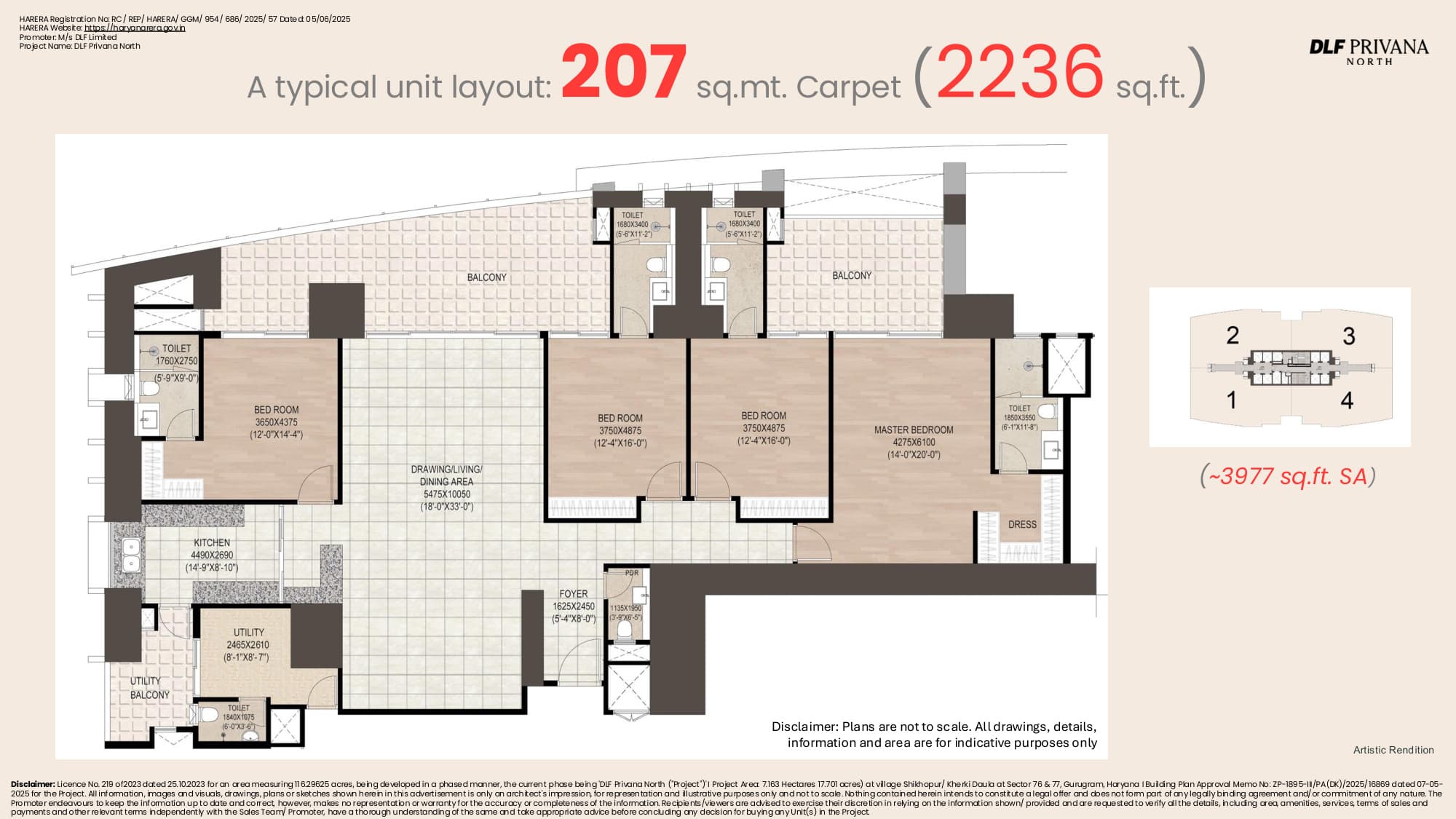 Typical Unit Layout - 207 sq.mt. Carpet