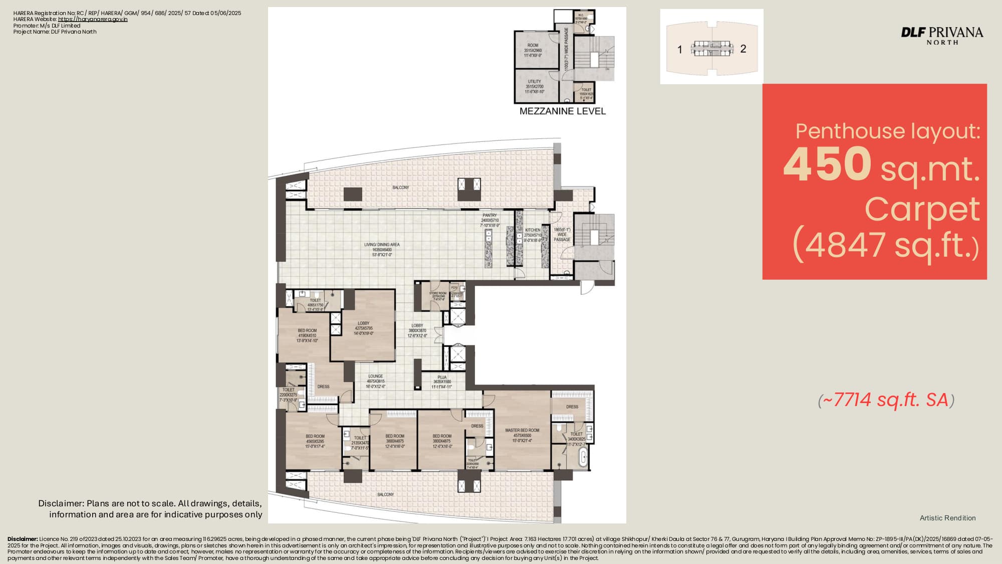 Penthouse Layout - 450 sq.mt. Carpet