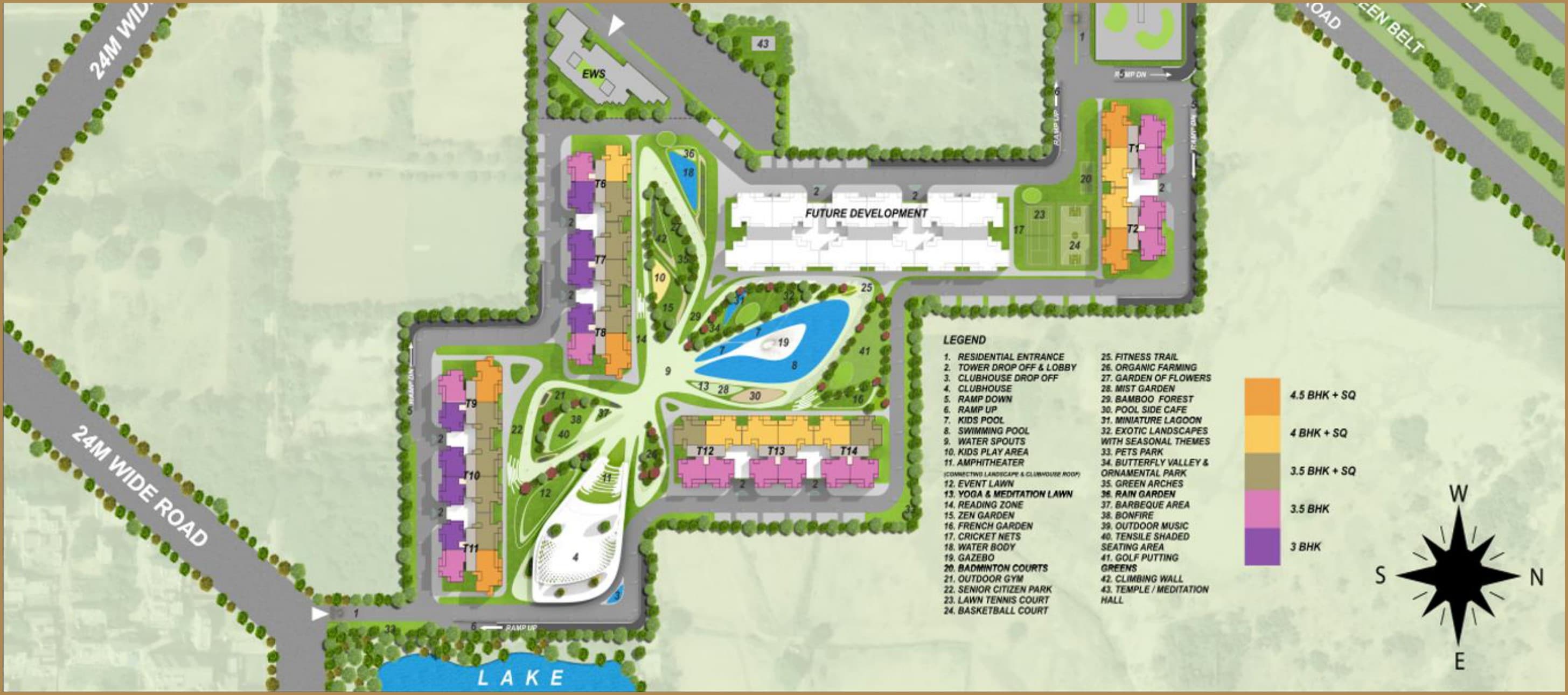 Site plan as printed in the brochure — M3M Crown