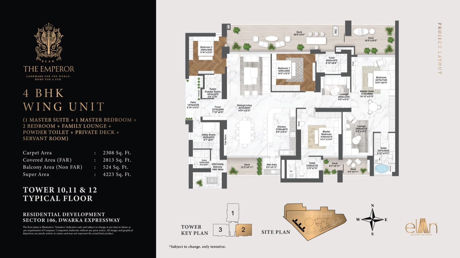 4 BHK Wing Unit Floor Plan