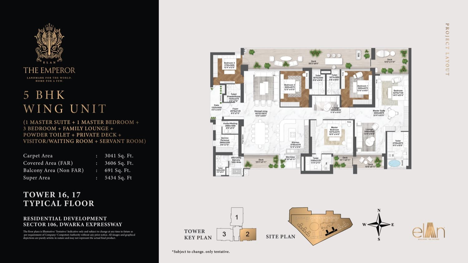 5 BHK Wing Unit Floor Plan