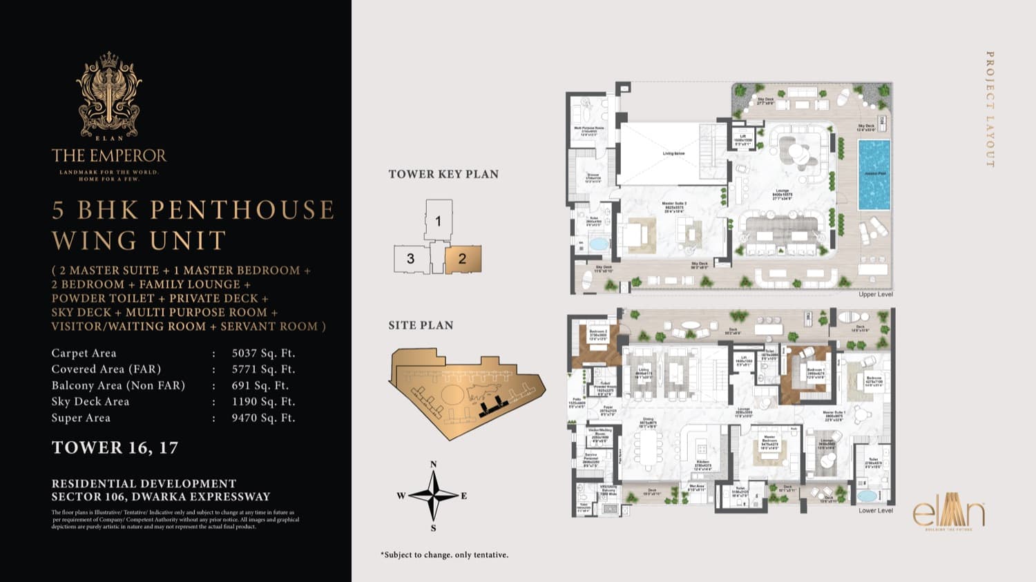 5 BHK Penthouse Wing Unit Floor Plan
