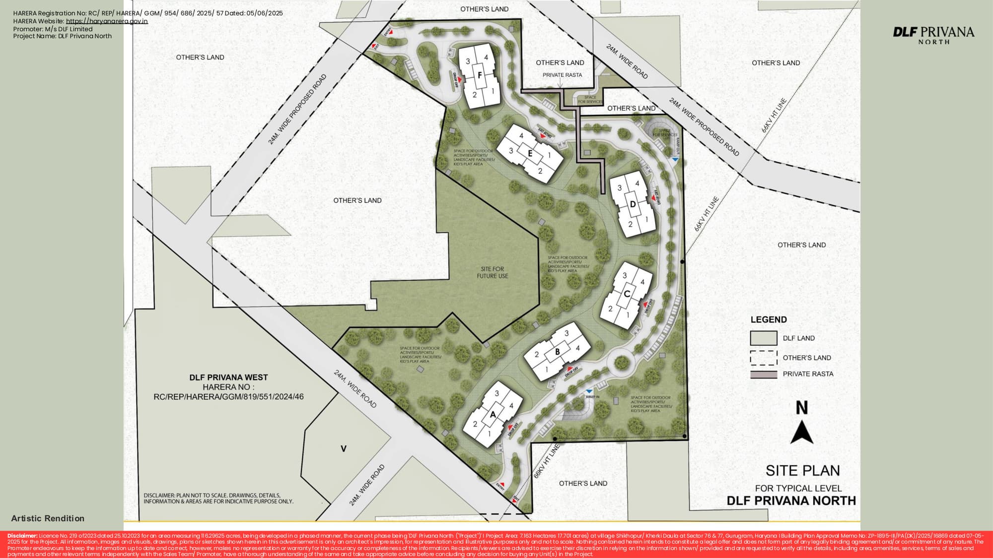 Site Plan for Typical Level - DLF Privana North — DLF Privana North