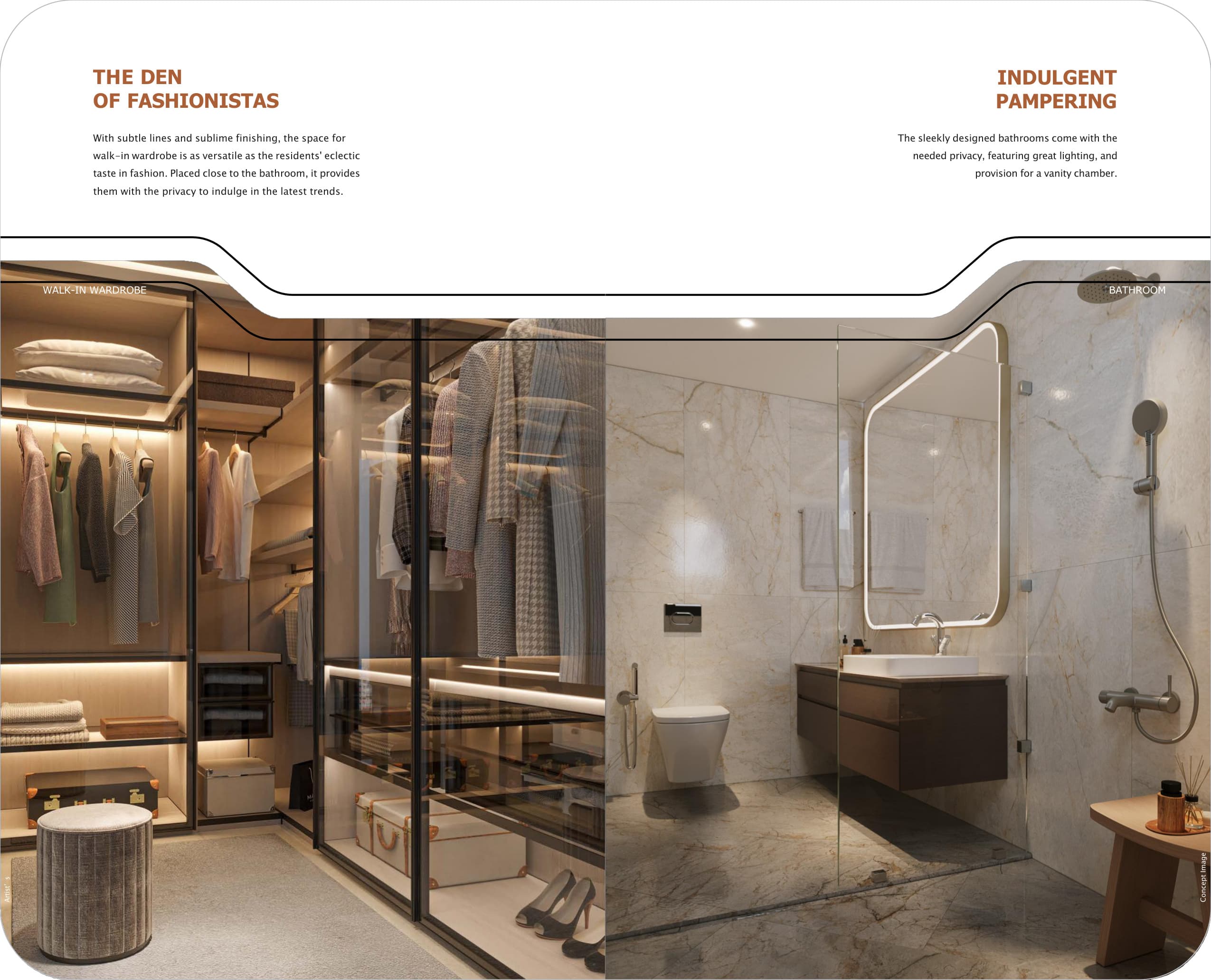 Walk-in Wardrobe & Sleek Bathroom — The den of fashionistas — Sobha Altus