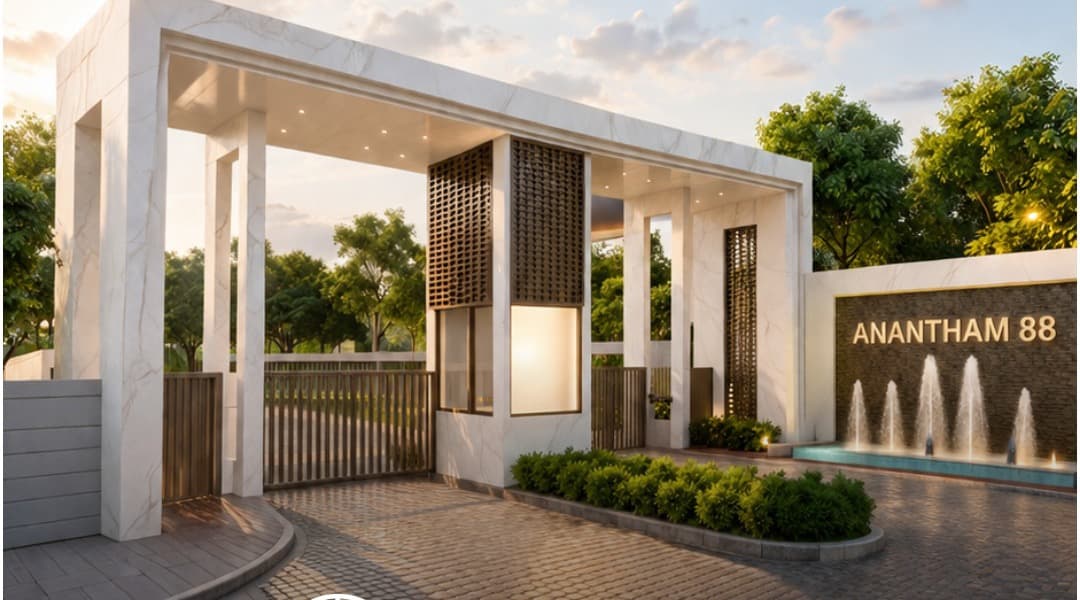 Gatehouse and boundary elevation — Anantham