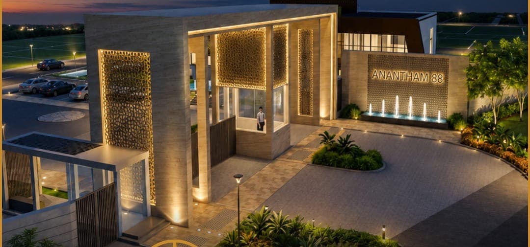 The entrance at dusk — Anantham